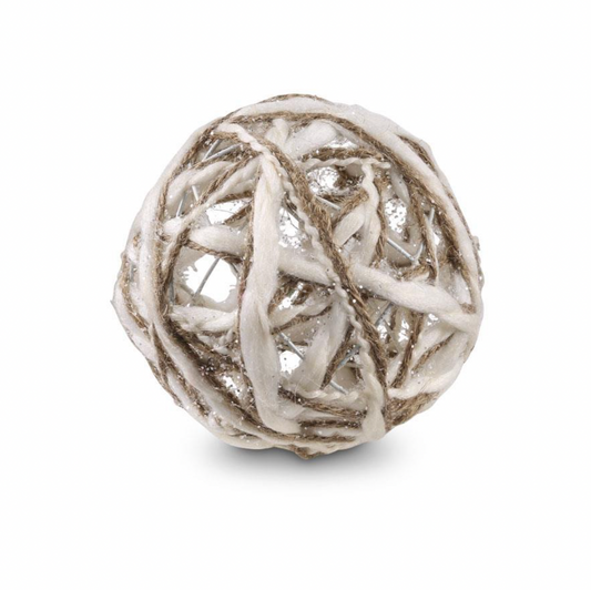 4 Inch Cream and Tan Yarn Ball