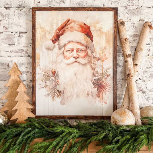 Vintage Santa Face Christmas Wood Sign