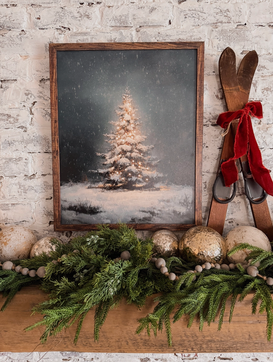 Moody Vintage Lit Up Christmas Tree