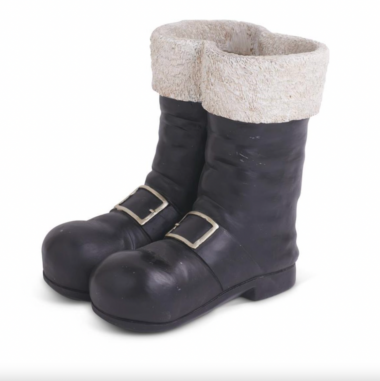10 Inch Black & White Resin Santa Boots