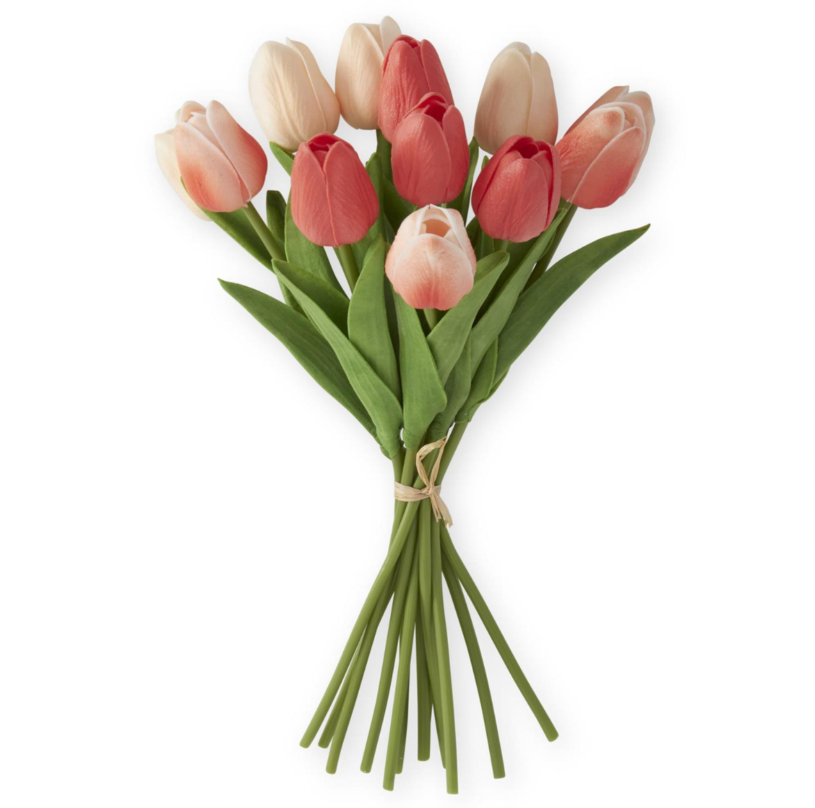 13 Inch Coral & Peach Real Touch Mini Tulip Bundle (12 Stems)