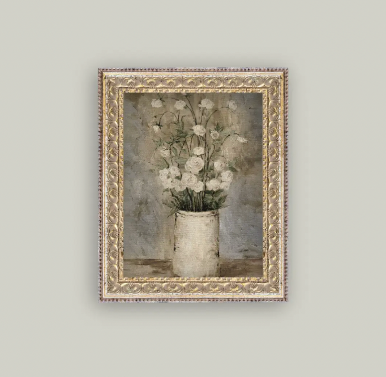 Long Stem Roses Framed Antique Art
