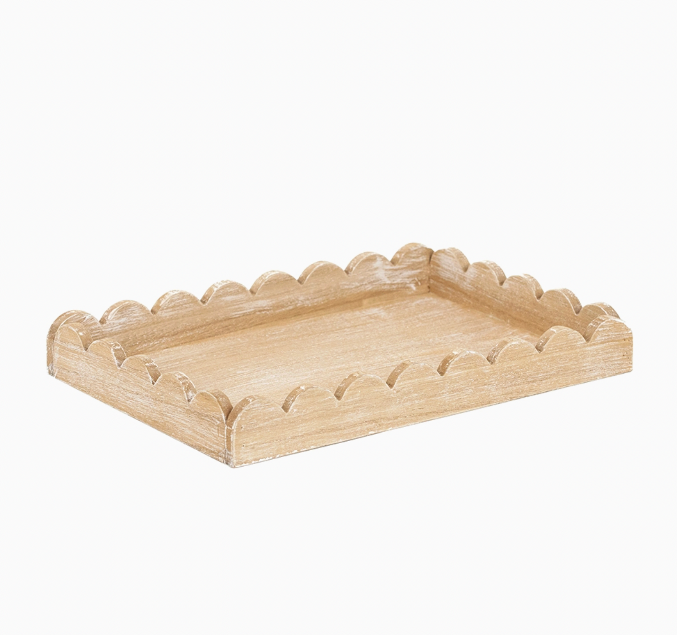 13x9x2 Wood Scallop Tray, Natural Home Decor