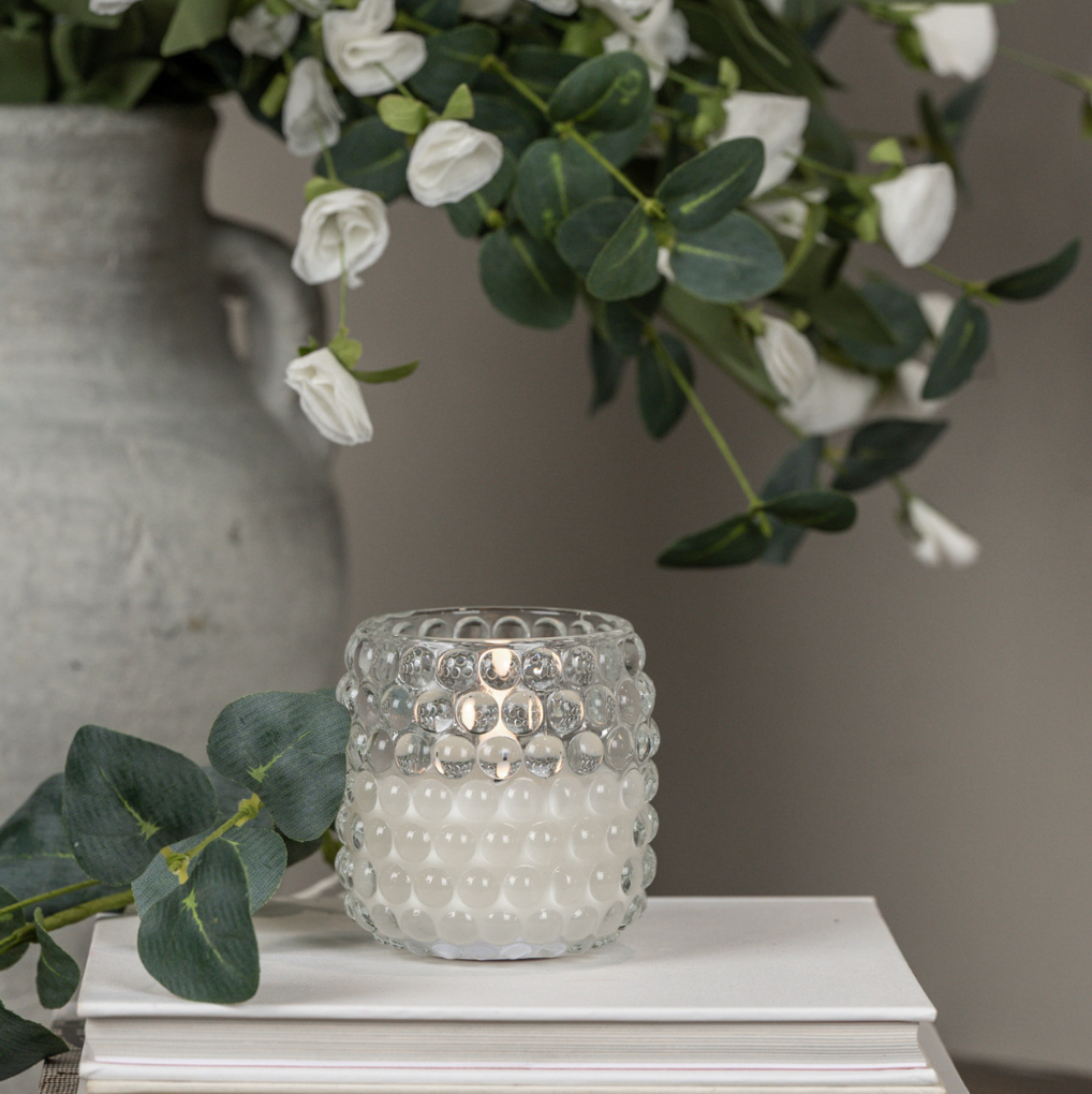 3.5" HOBNAIL GLASS 3D FLAME CANDLE