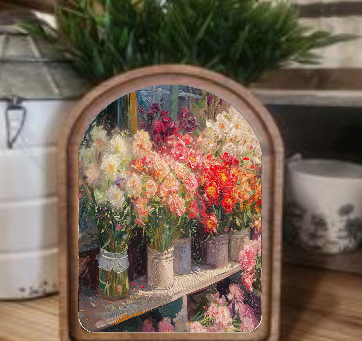 Arch Top Flower Shop Framed Art