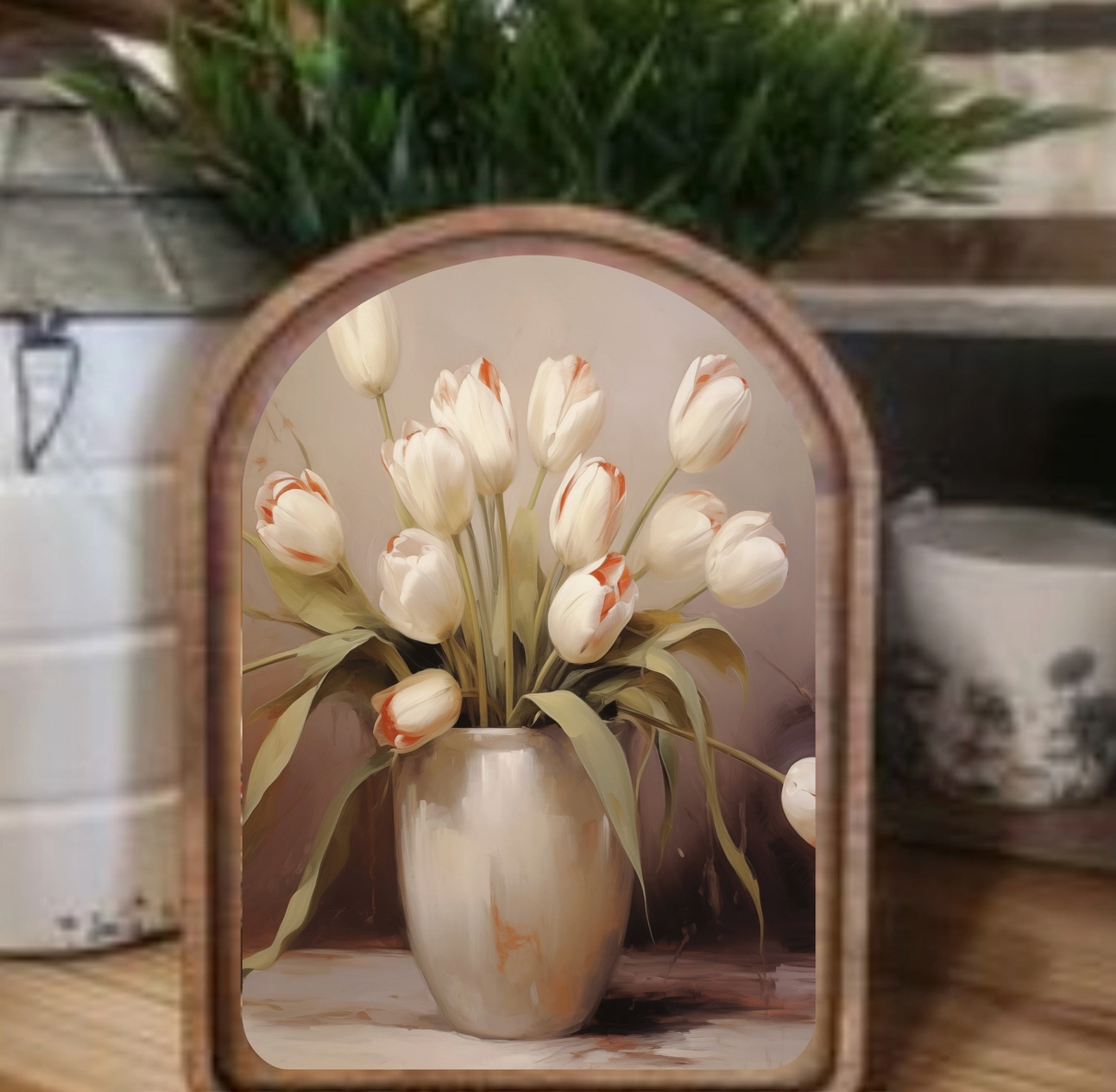 Arch Top Tulips Framed Art