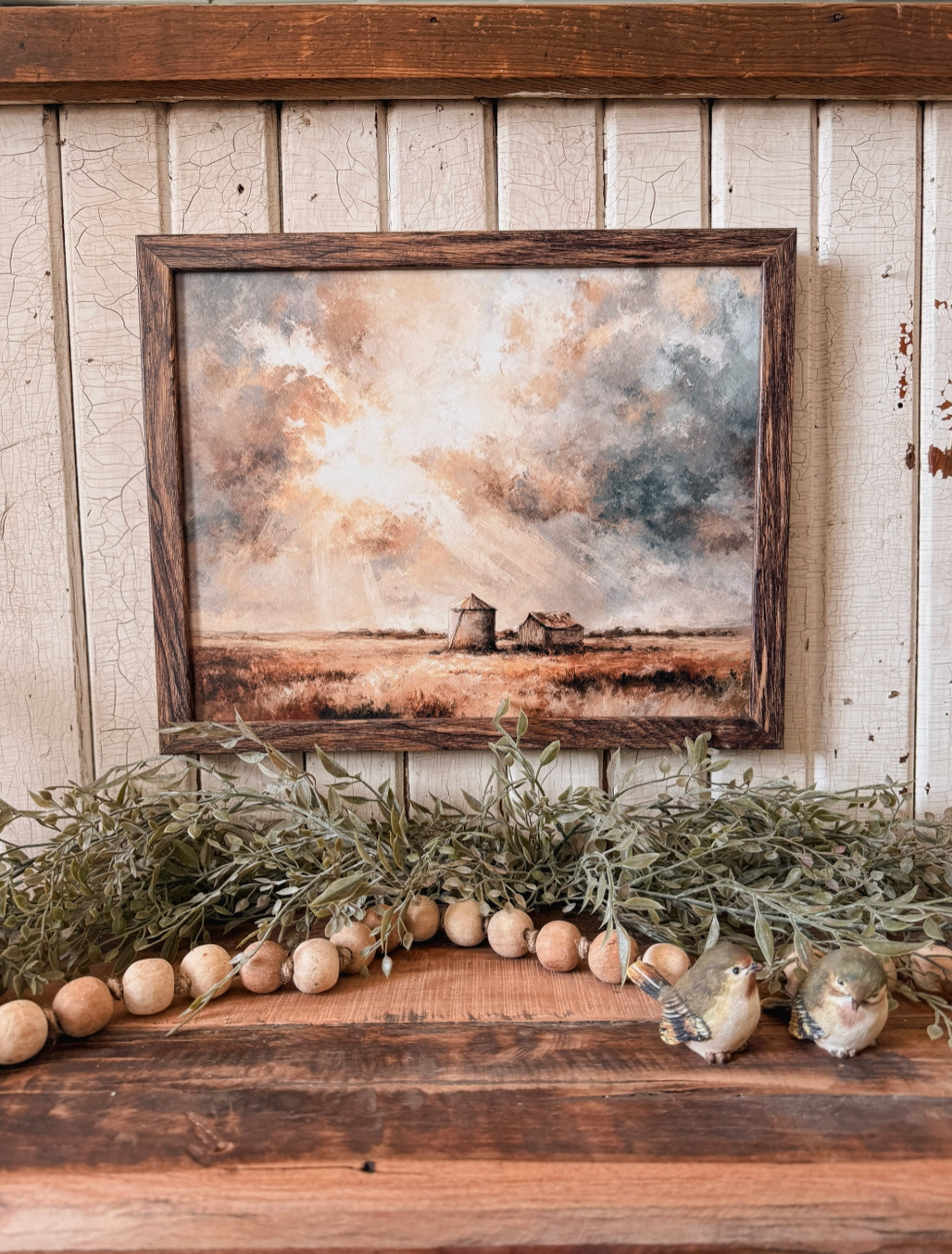 Summer Grain Bins Country Landscape Wood Sign