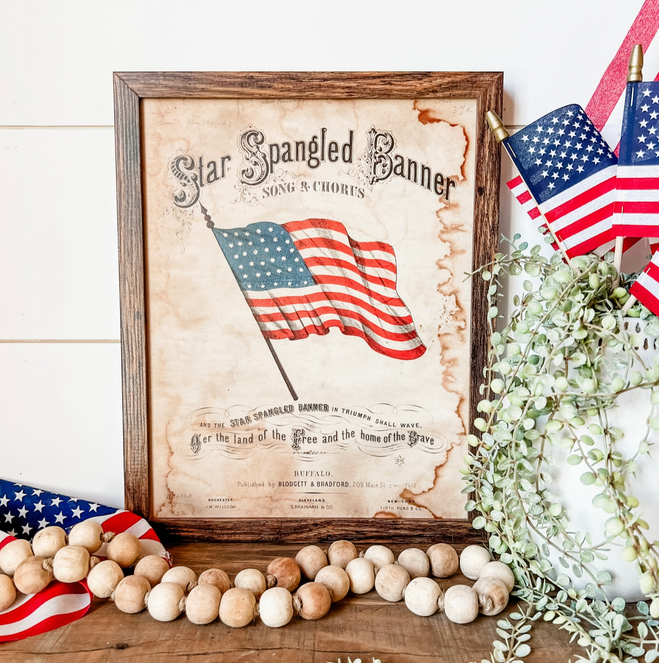 Star Spangled Flag Wood Sign