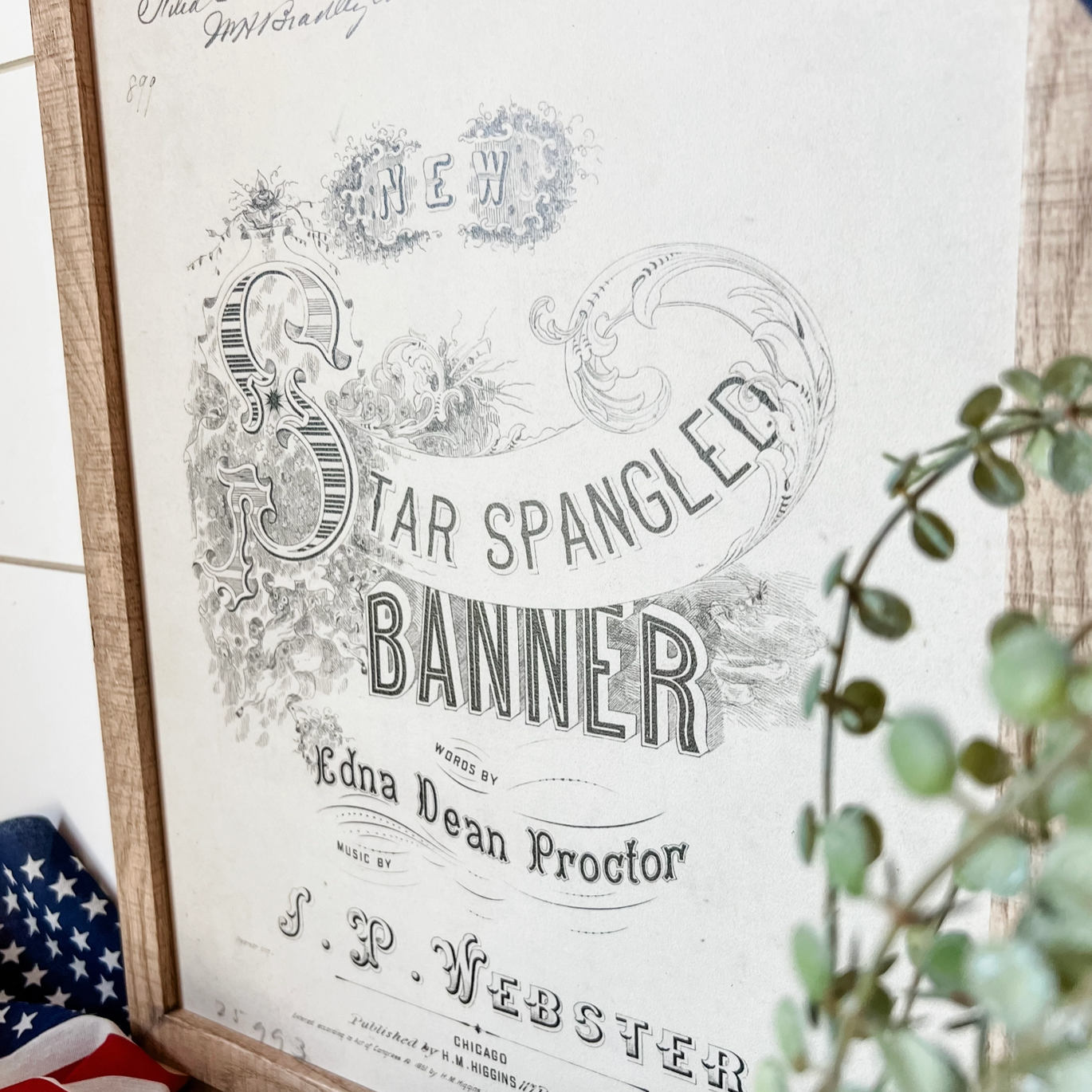 Star Spangled Banner Black & White Wood Sign