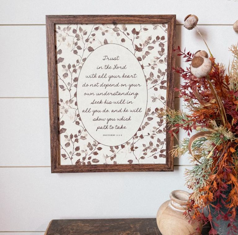 Proverbs 3: 5-6 Bible Verse Wood Sign