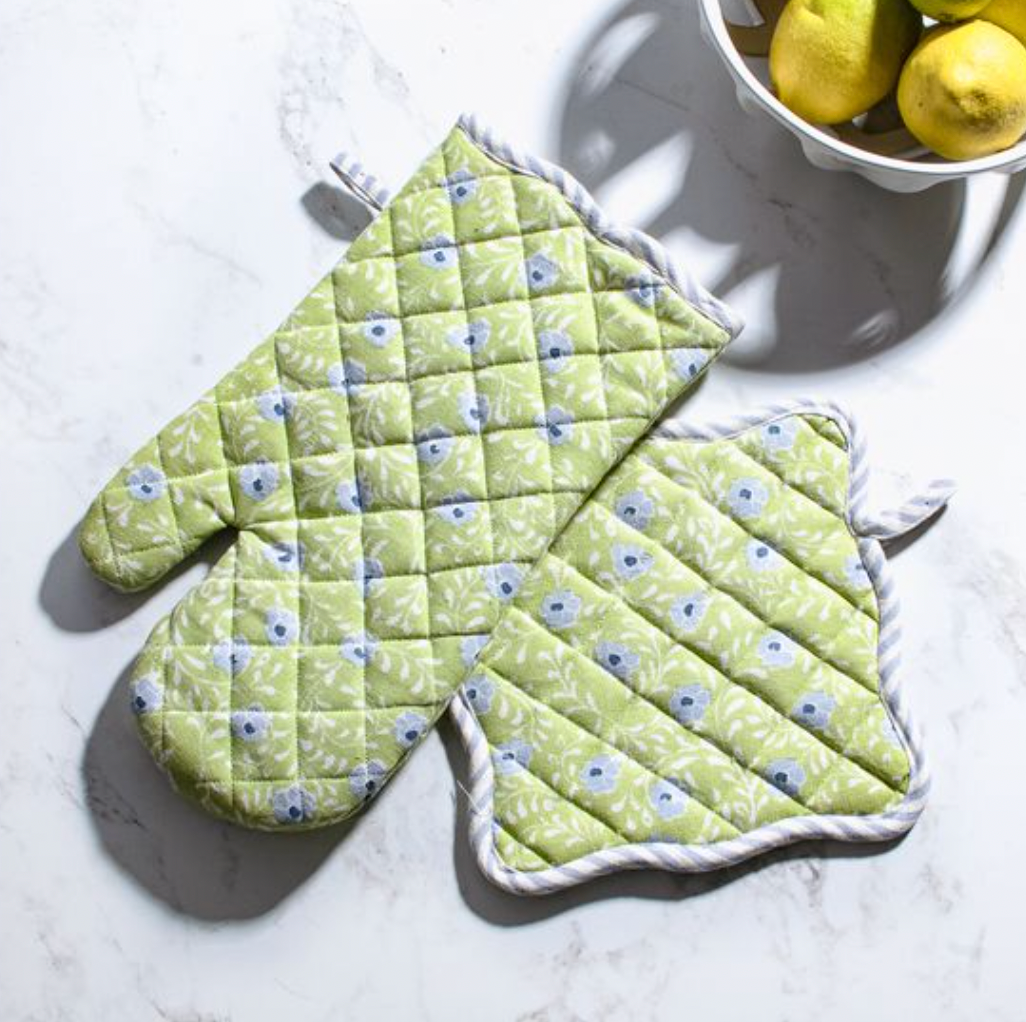 LIME POPPY POTHOLDER/MIT SET