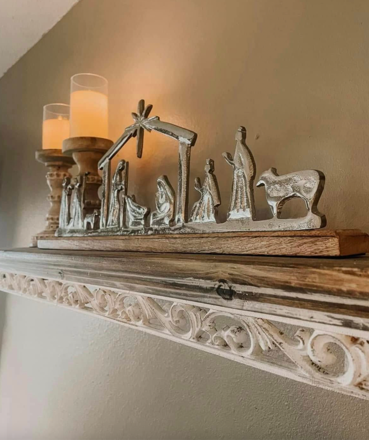 19.7" ALUM. WOOD NATIVITY TABLETOP