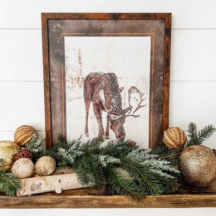 Rustic Winter Moose Print