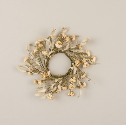 13" CREAM MINI DAISY CANDLE RING