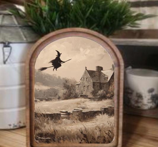Arch Top Flying Witch Framed Art