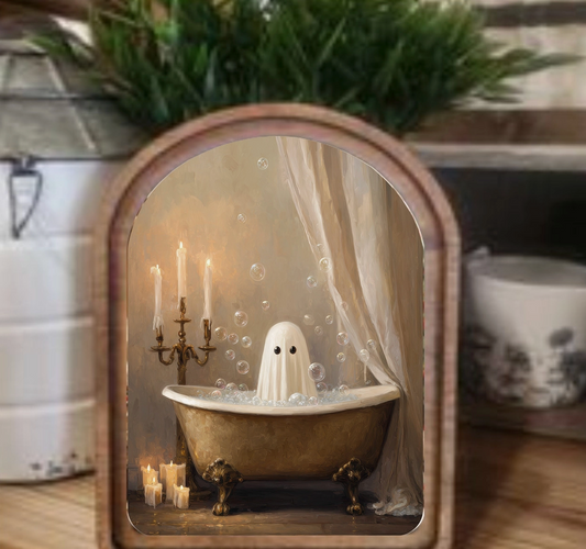 Arch Top Ghost in Tub Framed Art