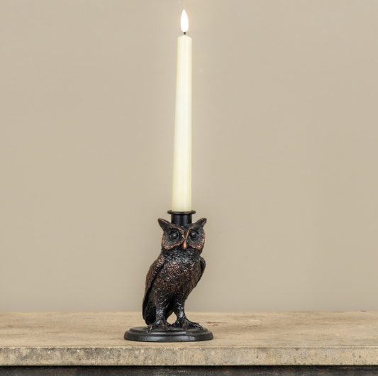 5.5" BLACK OWL TAPER CANDLE HOLDER