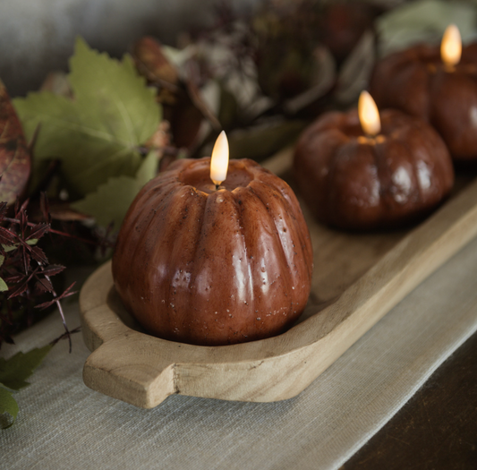 4" BRONZE 3D FLAME TALL PUMPKIN CANDLE