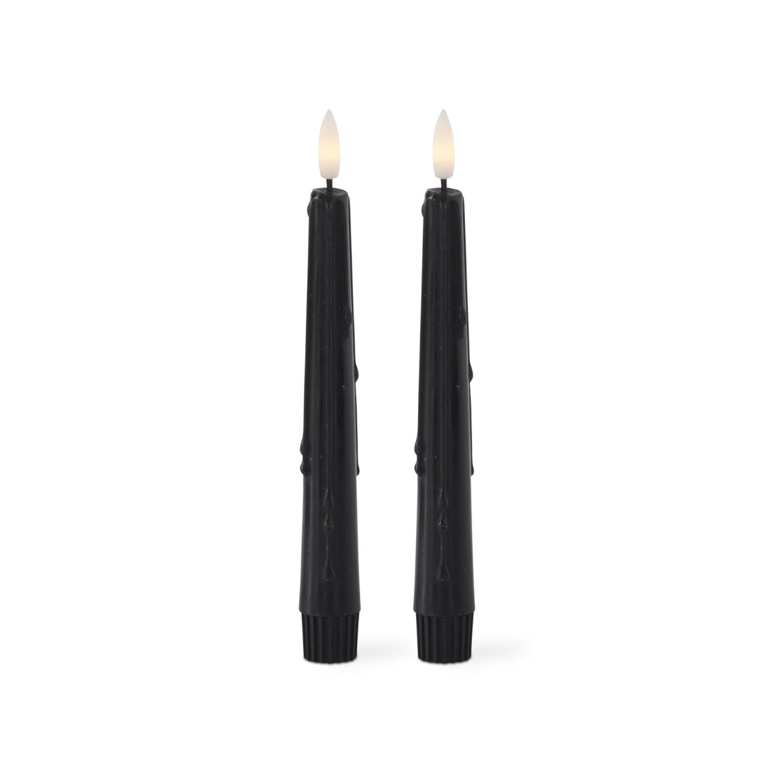 Set of 2 8 Inch Black LED Drip Taper Candles