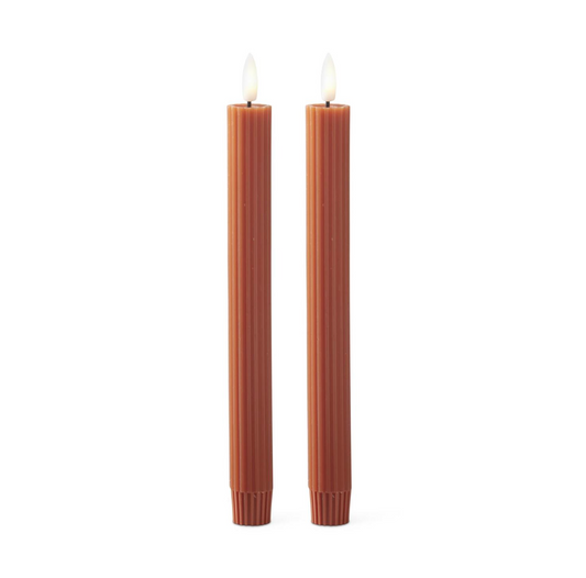 Set of 2 9.75 Rust Thin Line LED Taper Candles
