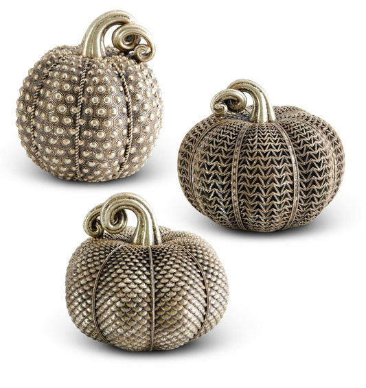 Assorted Resin Antique Gold Textured Pumpkins