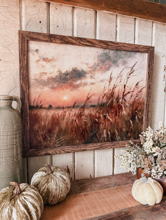 Autumn Cornfield Sun Fall Landscape Wood Sign
