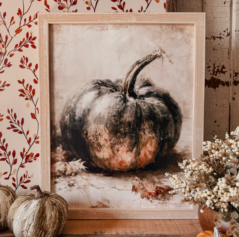 Moody Heirloom Pumpkin Vintage Fall Wood Sign