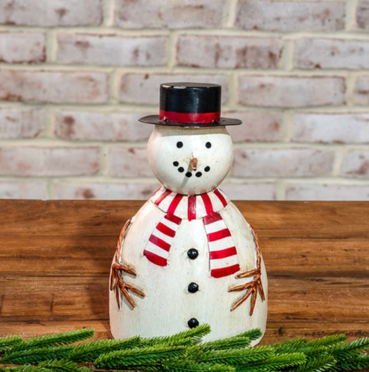 8" METAL SNOWMAN WITH HAT