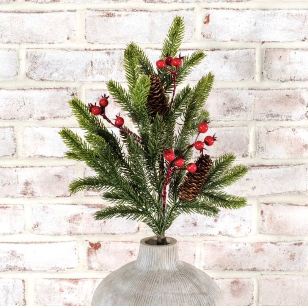 23" RED BERRY SPRUCE SPRAY
