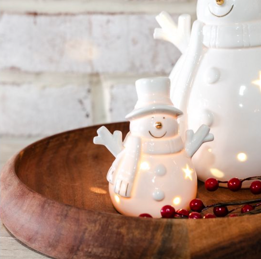 4"H LED WHITE HAPPY SNOWMAN