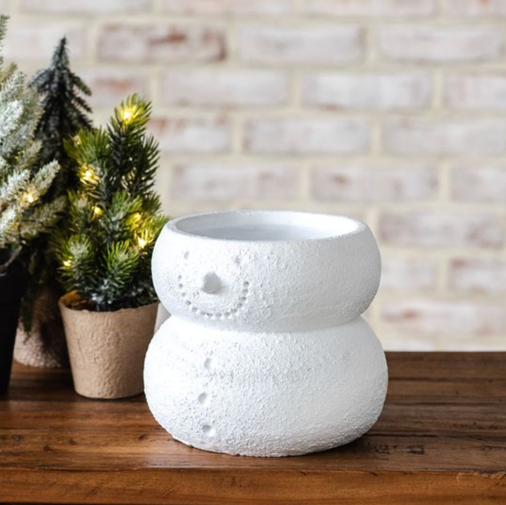 6" CEMENT SNOWMAN PLANTER