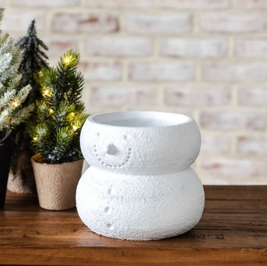 6" CEMENT SNOWMAN PLANTER