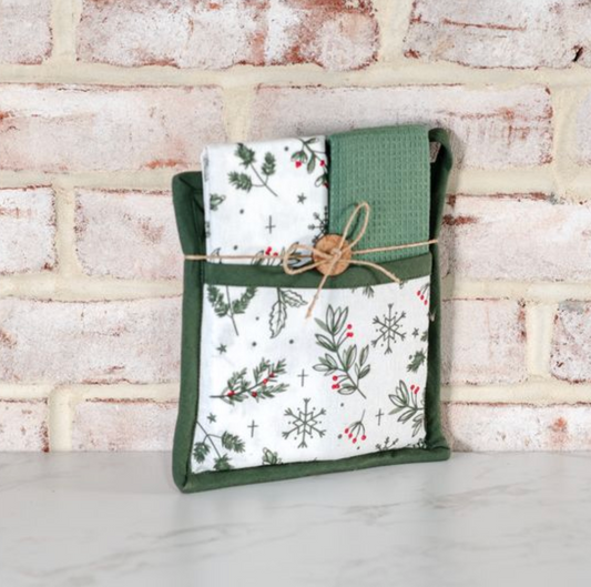 CHRISTMAS HOLLY POTHOLDER TOWEL SET