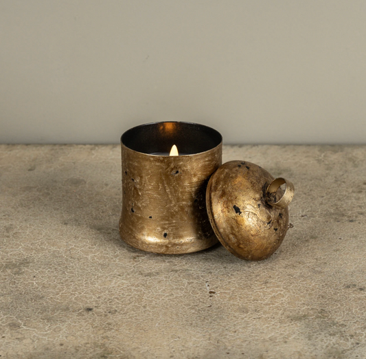 5.5" GOLD SLEIGH BELL 3D FLAME CANDLE