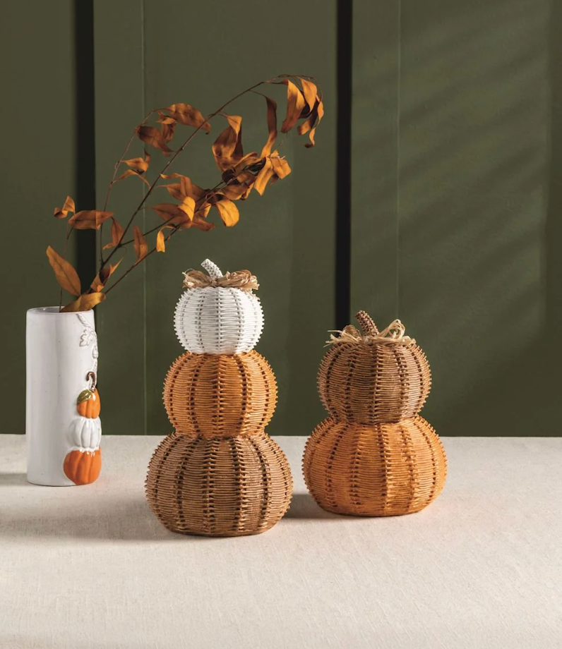 Double Woven Resin Pumpkin Stacks
