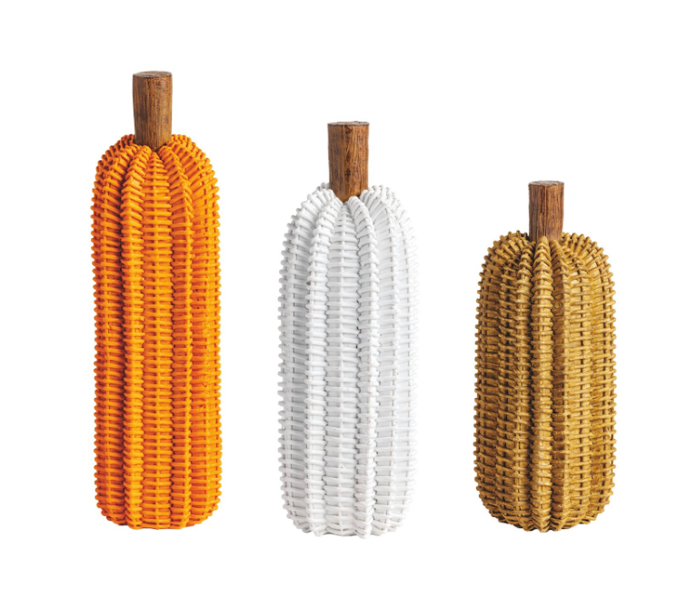 Resin Wicker Pumpkin Sitters