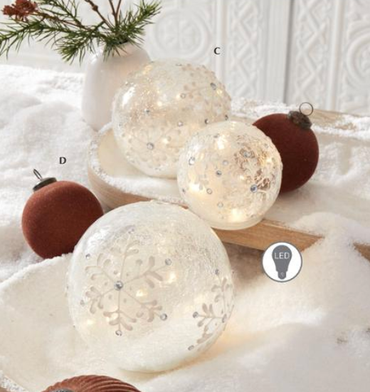 Clear LED Snowflake Tabletop Glass Globe