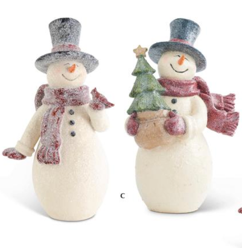 10.5 Inch Glittered Resin Vintage Snowmen