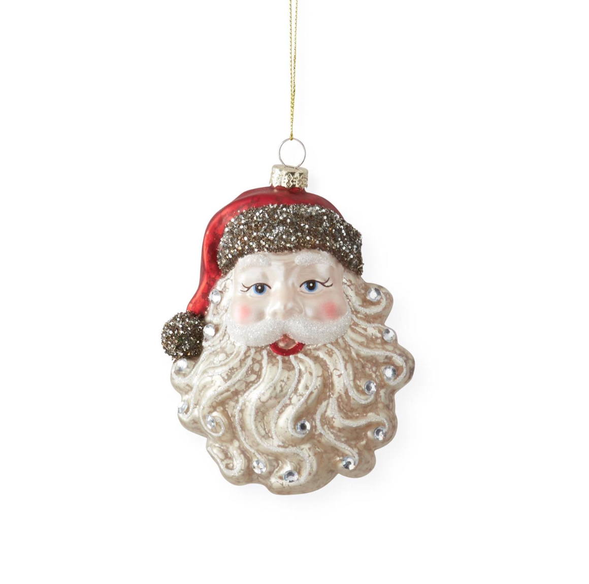 5 Inch Vintage Glass Santa Head Ornament