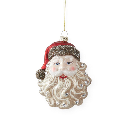 5 Inch Vintage Glass Santa Head Ornament