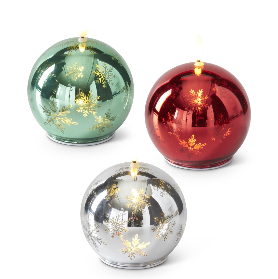 Assorted 4.75 Inch Glass Snowflake LED Flicker