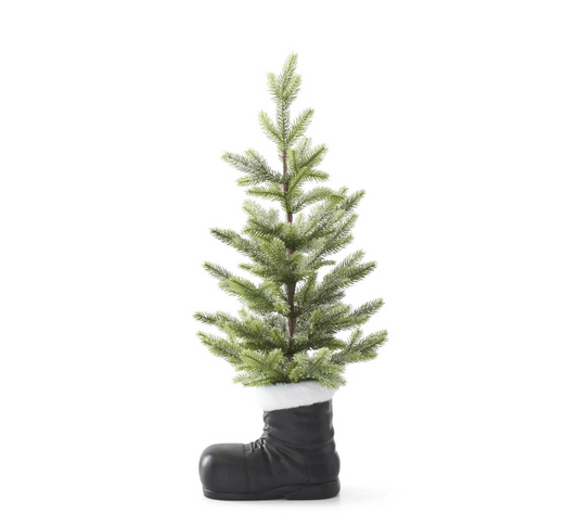 28 Inch Snowy Tree in Santa Boot
