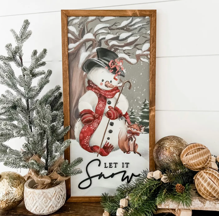 Let It Snow Snowman Sign