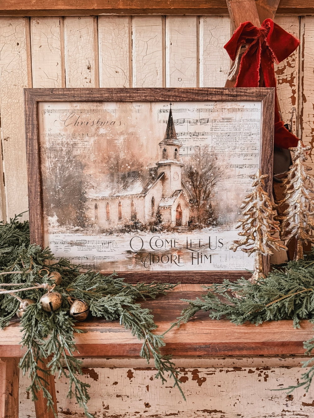 O Come Let Us Adore Him Christmas Church Wood Sign