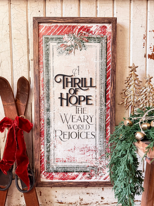 A Thrill of Hope Christmas Wood Sign - Rectangle