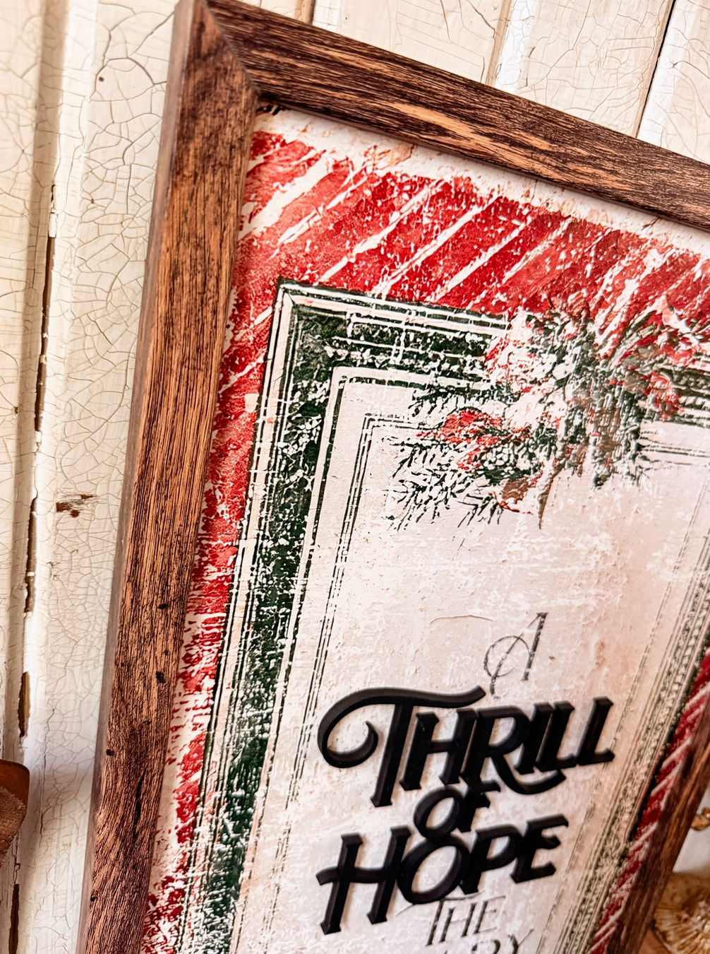 A Thrill of Hope Christmas Wood Sign - Rectangle