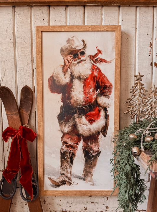 Cowboy Santa Wood Sign