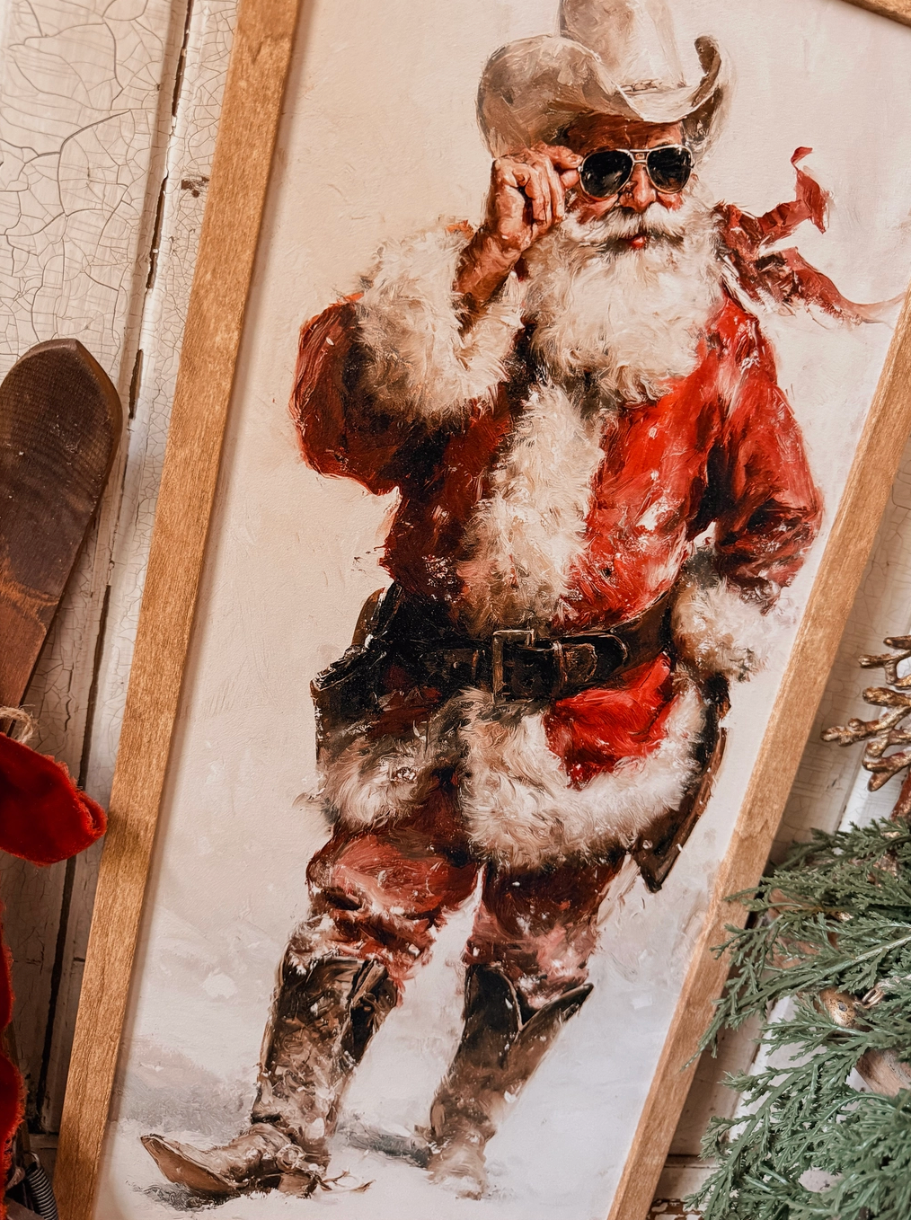 Cowboy Santa Wood Sign