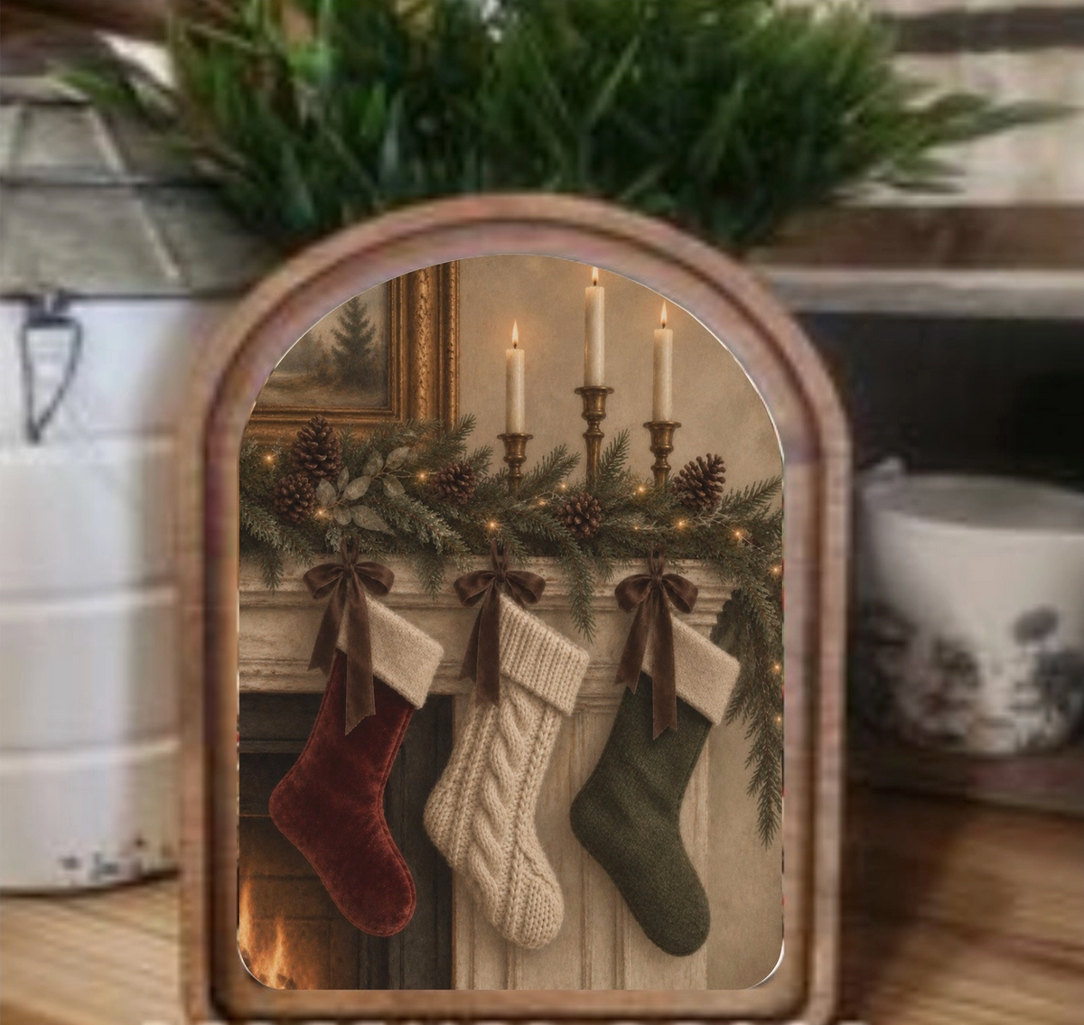 Arch Top Vintage Stockings Framed Art