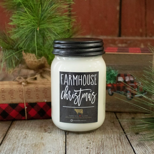13 oz Mason Jar Christmas Candle: Farmhouse Christmas